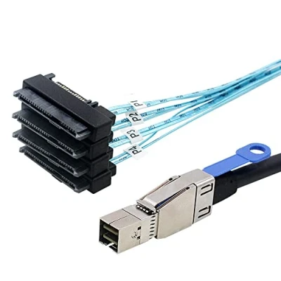 Image of Allowish Mini SAS HD SFF 8644 to 8482 29P 2 in 1 Array Card SATA Hard Disk Data Cable (1m)