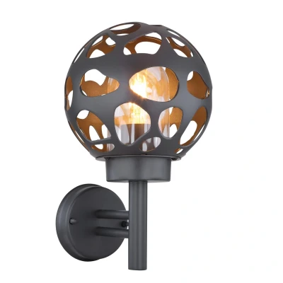 Image of Hilario Outdoor Globe Wall Lamp Anthracite IP44 1x E27