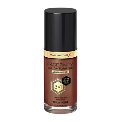 Image of Max Factor Facefinity 3 in 1 All Day Flawless Liquid Foundation, SPF 20 110 Espresso, 30 ml