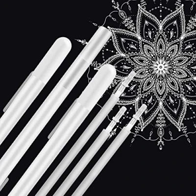 Image of JUYOO 10 Pieces White Gel Pens Set Line Drawing Pen 0.8mm Fine Point Sketching Highlight for School Artists Dark Papers Art Design Supplies