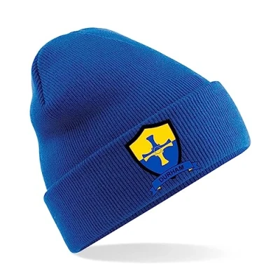 Image of Durham County Mens Embroidered Beanie Hat, Bob Hat Cricket Sport Your Embroidery (Royal)