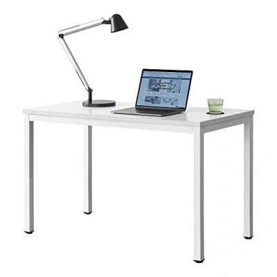 Image of [en.casa] Office Desk Computer Workstation with Adjustable Heigth Powder Coated Steel Legs Melamined Particleboard Top 75 x 120 60 cm White