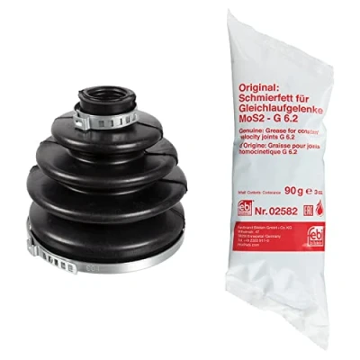 Image of 3M514A084LB, 3M514A084LBSK1, 7M514C062AA, 7M514C062AASK1, AV614C062AA CV Boot FEBI BILSTEIN 173320 Wheel Side, Front Axle Rubber FORD: Focus 2