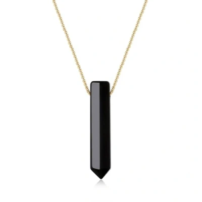 Image of COAI Hexagonal Pointed Necklace Simple Bar Black Obsidian for Women