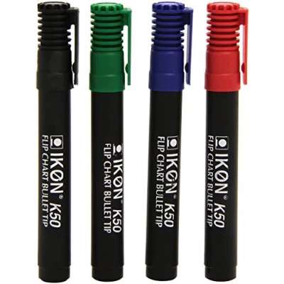 Image of Q Connect Flipchart Marker Pen Bullet Tip Assorted (Pack of 4)
