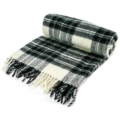 Image of Tweedmill Textiles Grey Dress Stewart Tartan Knee Rug Pure New Wool British Made