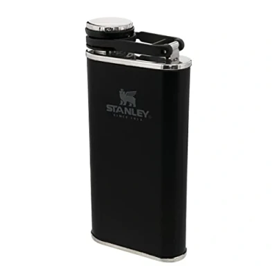 Image of Stanley Classic Wide Mouth Flask 0.23L with Never Lose Cap Stainless Steel Hip For Easy Filling &amp; Pouring Insulated BPA Free Leakproof Alcohol Matte Black