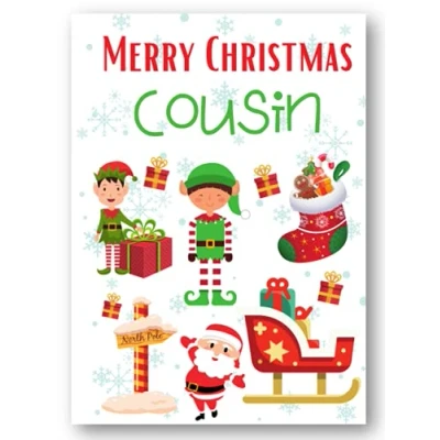 Image of Second Ave Cousin Santa Elf Workshop Children&#039;s Kids Christmas Xmas Holiday Festive Greetings Card