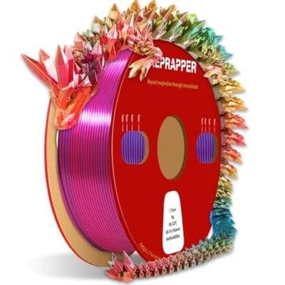 Image of RepRapper Silk Triple Color PLA Filament 1.75mm Multicolour 3D Printer PLA, Smooth Surface, 1kg/2.2lbs, Red/Gold/Blue