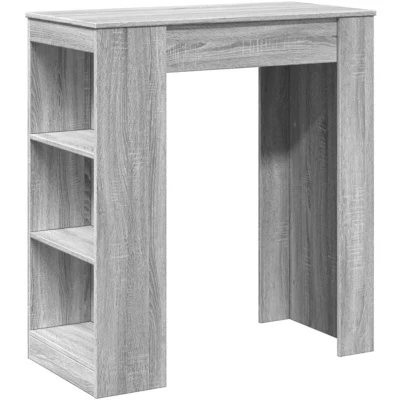 Image of vidaXL Grey Sonoma Bar Table with Racks Kitchen Bistro 95x47x103.5cm Engineered Wood 3 Storage Compartments Modern