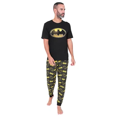Image of BATMAN Mens Character Cotton Pyjamas Sizes S to 2XL (XX Large) Black
