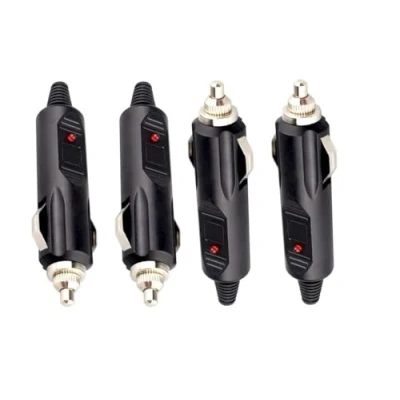 Image of Aofan 4 pcs DC12V 24V Male Car Cigarette Lighter Socket Plug Connector with 5A Fuse Red LED Power Indicator DIY