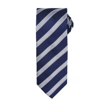 Image of Premier Mens Waffle Stripe Formal Business Tie (Navy/Silver) One Size