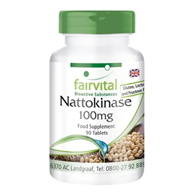 Image of Fairvital Nattokinase 100mg Bulk Pack for 3 Months Vegan HIGH Dosage 90 Tablets 2000 FU
