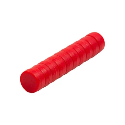 Image of Magnetastico® 10x Strong neodymium magnets with protective coating Red colour &amp; size 12x6 mm coloured office Perfect mini magnet for fridge, whiteboard glass magnetic board