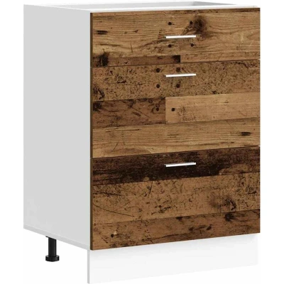 Image of vidaXL kitchen cabinet engineered wood storage unit w/adjustable feet 60x46x81.5 cm old modern design