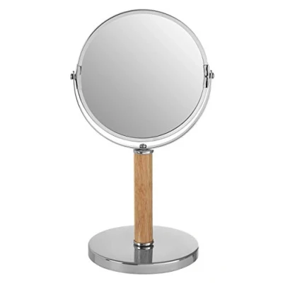 Image of Premier Housewares Vanity Mirror, Bathroom, Makeup, Rubberwood, Cassini Silver