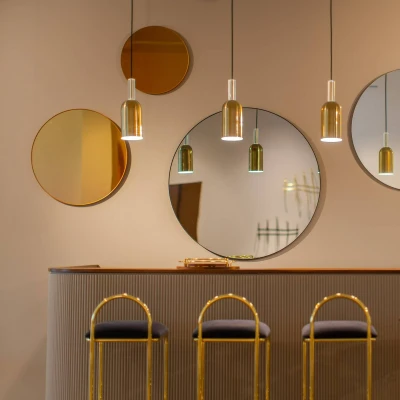 Image of AYTM Circum mirror, rose coloured, Ø 70 cm, glass, MDF wood