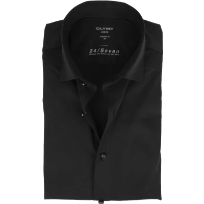 Image of OLYMP Luxor Modern Fit Jersey Stretch Shirt 24/Seven Black size 38