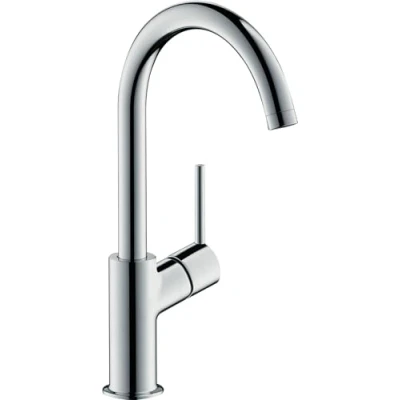 Image of hansgrohe Talis basin mixer tap 210 with push open waste and 120 swivel range, chrome 32082000