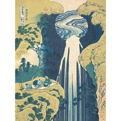 Image of Artery8 Hokusai Amida Falls Kisokaido Road Japanese Waterfall Painting Large Wall Art Poster Print Thick Paper 18X24 Inch