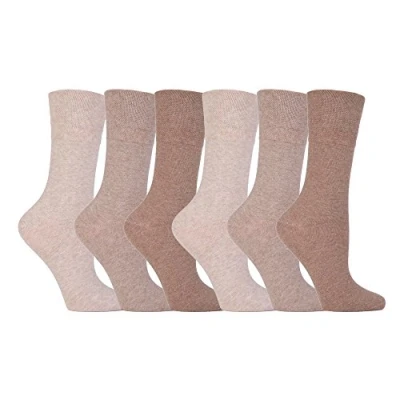Image of Gentle Grip 6 pairs diabetic socks woman without elastic band printed 37 42 eur, beige,
