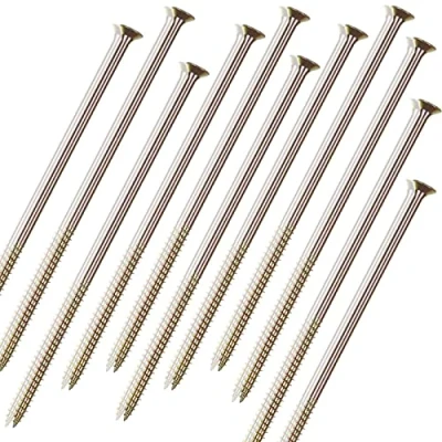 Image of 100PCS Extra Long Wood Screws M6 200mm, Zinc Yellow Passivated Multi purpose Pozi Screws, Self Countersinking Flat Head Drive