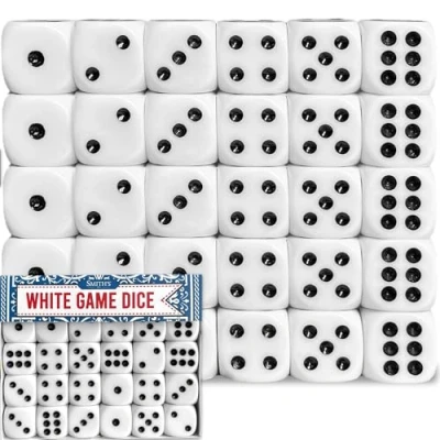 Image of Smith’s® White Game Dice 30 Pack 16mm 6 Sided Eco Friendly No Harmful Materials Rounded Edges for Smoother Rolling