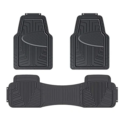 Image of Amazon Basics 3 Piece Full Coverage Rubber Floor Mat for Cars, SUVs and Trucks, Black