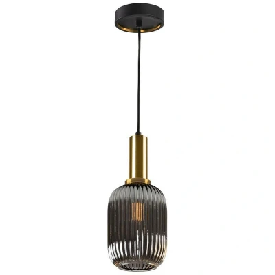 Image of Norma Globe Pendant Ceiling Light Black, Brass Glass, E27