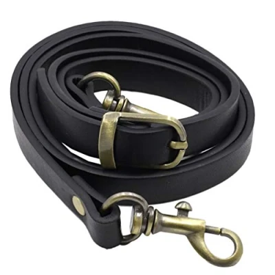 Image of Easnea Replacement Shoulder Strap PU Leather Bag with Swivel Hooks Clasp for DIY Purse Handbag Making Craft Black Brass Buckle