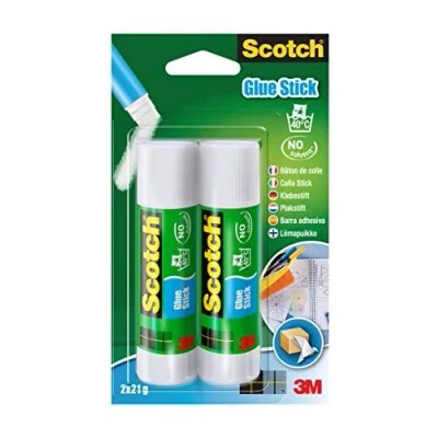 Image of Scotch Permanent Glue Stick, 2 Sticks, 21g per Stick Solvent free and water based adhesive