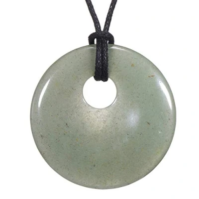 Image of Morella Women&#039;s Necklace 31.5 inch 80 cm gem Stone Donut Pendant Aventurine in a Velvet Bag