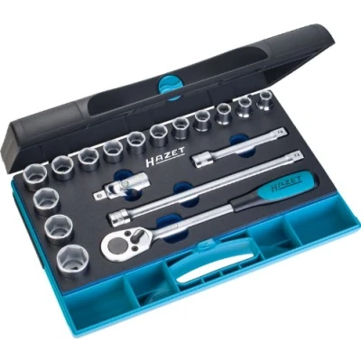 Image of Hazet 932/18 1/2 Inch Socket Set Black/Blue/Silver (18 Piece)