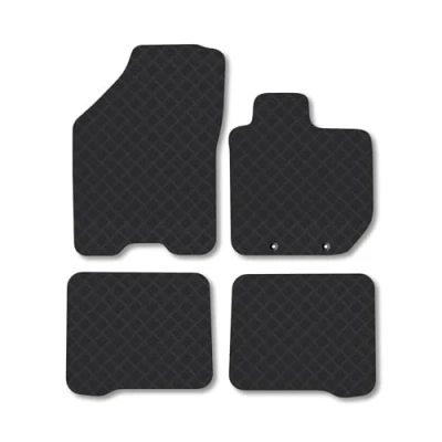 Image of Rubber Car Mats Compatible with SuzUKi Baleno (2015 2022) Tailored Fit Floor Set Accessory Black Custom 4 Pieces Clips Anti Slip Backing, Heavy Duty &amp; Waterproof