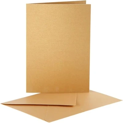 Image of Creativ Company 23823 10 Piece Pearlescent Cards and Envelopes, Gold,5x15cm