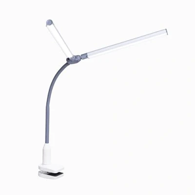 Image of daylight DuoPro™ Clamp Lamp High CRI 95+, Double Head Design, LED (6,000K, 2100 Lux), Anti Glare Shades, 4 Brightness Levels, Flexible Arm, Sturdy (Grey/White)