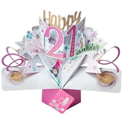 Image of Happy 21st Birthday Pop Up Greeting Card Original Second Nature 3D Cards