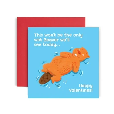 Image of Huxters Valentines Cards for Men and women Beaver wife Husband Anniversary Card her him Funny Boyfriend Girlfriend Fun 14.8cm