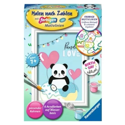 Image of Ravensburger CreArt 20058 Love Painting by Numbers Panda for Children from 7 Years, Multicoloured, Mittel
