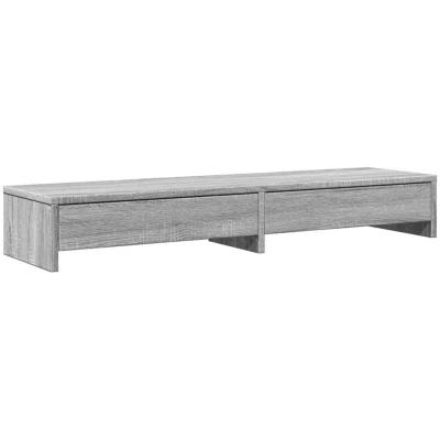 Image of vidaXL Sonoma Monitor Stand with Drawers Grey 100 x 27 15 cm