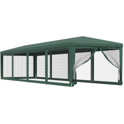 Image of vidaXL Party Tent with 10 Mesh Sidewalls Green 3x12 m HDPE