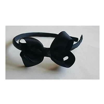 Image of Alice Band With Bow Girls Ribbon Hair Headband (Black)