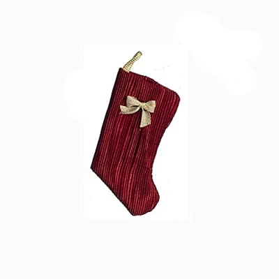 Image of Melody Jane Dolls House Cranberry with Bow Christmas Stocking Decoration 1:12 Accessory