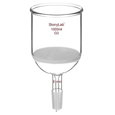 Image of stonylab Buchner Filtering Funnel, Borosilicate Glass Filtration Funnel with Fine Filter Disc (G3) and 24/40 Lower Standard Joint, 1000 ml