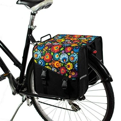 Image of BikyBag Classic CS Bicycle Double Panniers Bag Fashion Cycle Bike Women&#039;s Men&#039;s (Folklore Flowers)