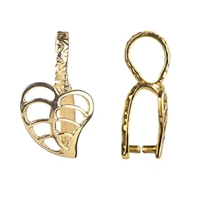 Image of TJS 925 Sterling Silver in Gold Vermeil Pinch Leaf Pendant Bails, Dangle Charms Clasps Bead Connector, Clasp Findings for Pendants, DIY Jewelry Making Necklace