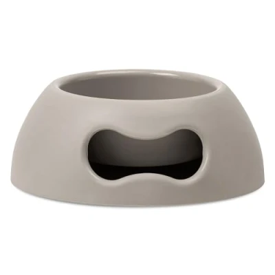Image of United Pets Pappy Small Dog and Cat Bowl, EcoFriendly, Italian Design, Made in Italy, Grey, Bowl for Dogs Cats, Capacity 350ml (12 oz)