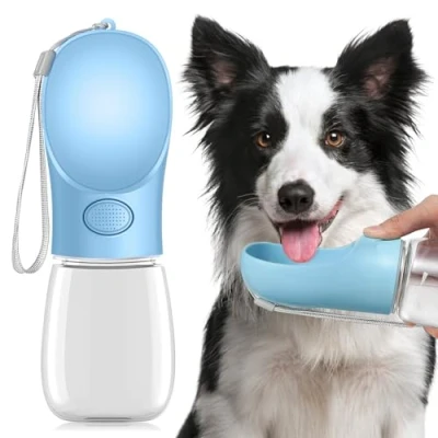 Image of Dog Water Bottle for Walking, 350ml Travel Bottle, Portable Pet Dispenser Antibacterial Food Grade Leak Proof Dogs Cat Drink Bottles, Outdoor Drinking Cup Gift Blue
