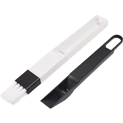 Image of TRIXES 2 Small Cleaning Brushes for Hard to Reach Places &amp; Gaps in 1 Mini Dustpan and Brush Car Vents, Sliding Door Tracks, Keyboards, Blinds, Sills, Skirting Boards Window Groove Slots